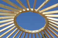 Compression ring and rafters of the yurt